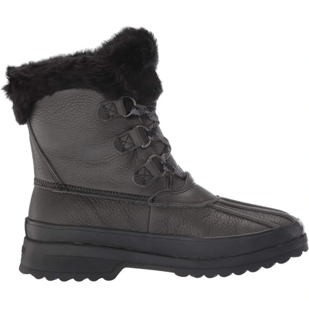 SPERRY Maritime black fur gray Leather Winter Boots
